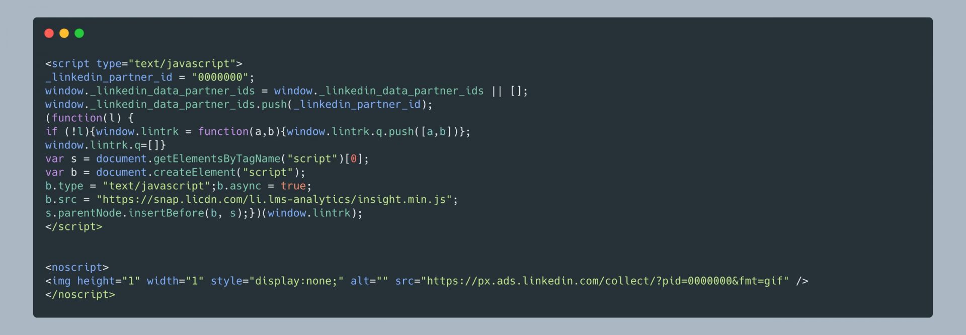 linkedin pixel code