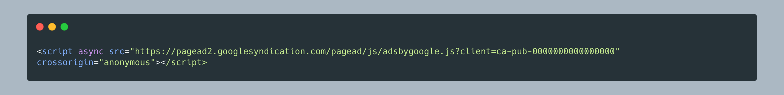 Google Adsense code
